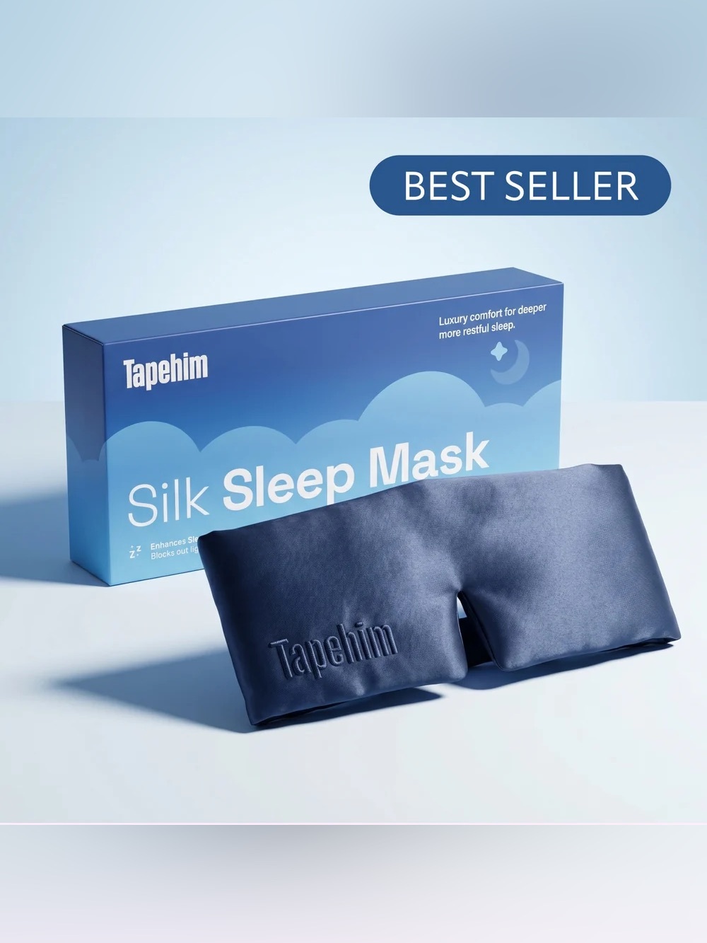 Tapehim Navy Silk Sleep Mask for Men